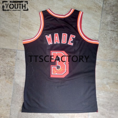 Camiseta Niños Miami Heat WADE 3 Retro Mitchellness Negro Swingman